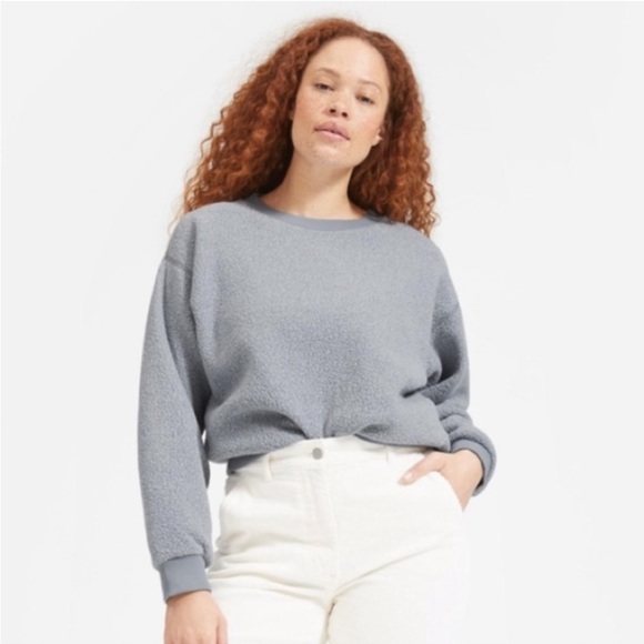 Everlane Tops - Everlane Renew Sherpa Crew Neck Sweatshirt Blue Size Large